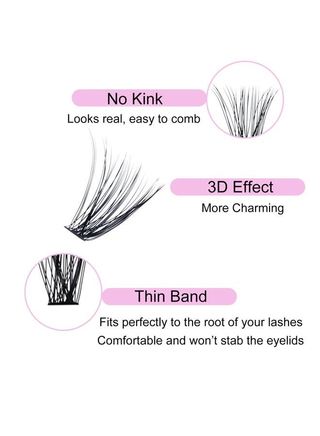 LAUBESS Cluster Lashes 240pcs 40D DIY Eyelash Extension D Curl Long Individual Lashes Mixed Tray Faux Mink Lash Clusters Extensions 0.07 0.10 Black (40D-0.07D-9-16mm) - Image 4